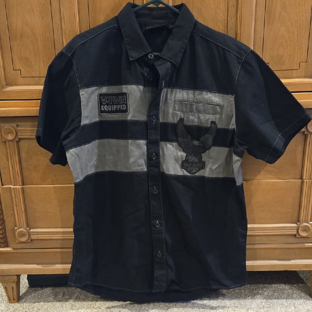 Harley-Davidson Black and Gray Casual Shirt